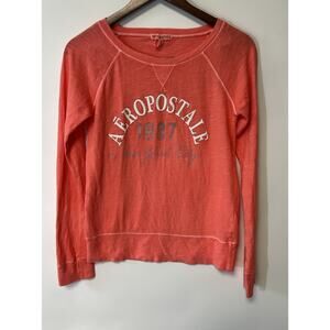 Y2K Late 2000s Aeropostale Medium Top Long Sleeve Shirt Coral Costal Preppy